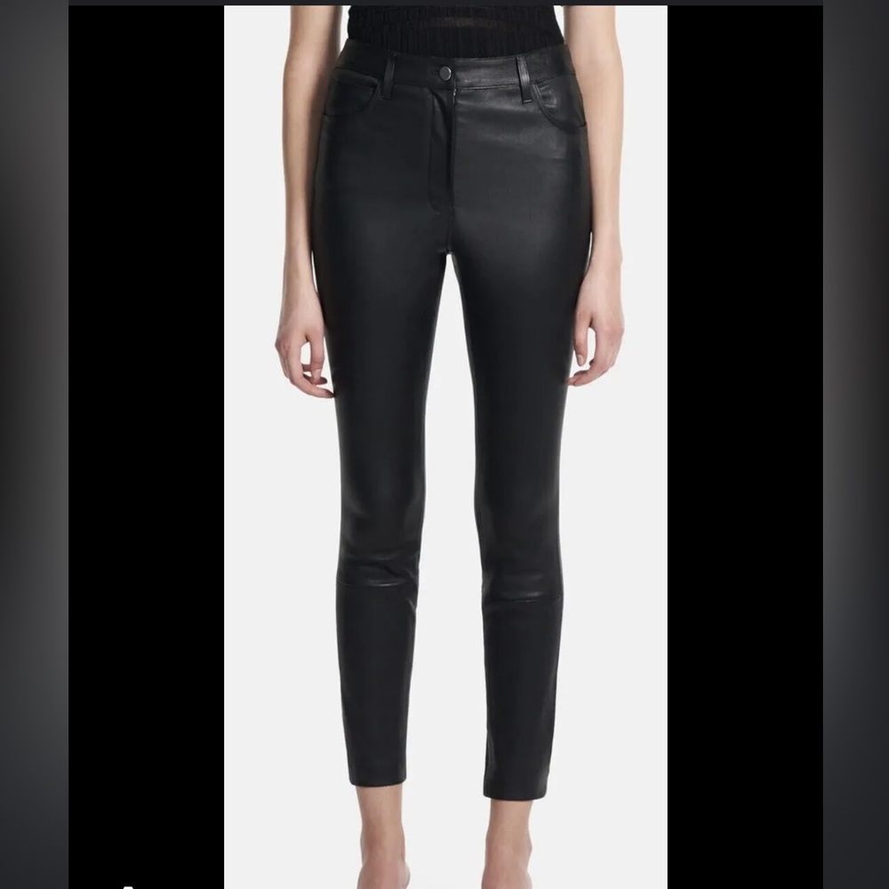 Theory 5 Pocket Bristol Lambskin Leather black pant 6 NWT